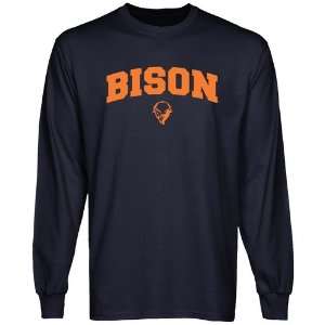   Bison Navy Blue Mascot Arch Long Sleeve T shirt: Sports & Outdoors