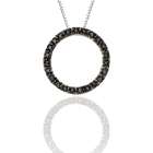   10K White Gold 1/4 ct. Black Diamond Circle Pendant with Chain