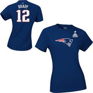 Reebok New England Patriots Tom Brady Super Bowl XLVI Womens Name and 