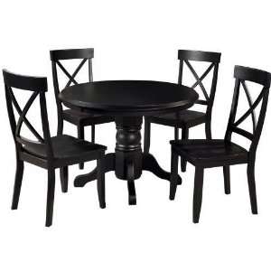   Piece Round Pedestal Dining Set   Black   5178 318: Home & Kitchen