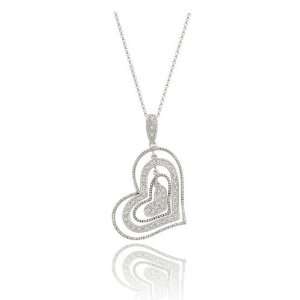   Multiple Heart 14K White Gold Micro Pave Diamond Necklace Jewelry