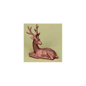   Cottage Glitter Drenched Brown Deer Christmas Figure: Home & Kitchen