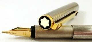 1980s MONTBLANC STEEL & GOLD FOUNTAIN PEN S Line 1157 Pinstripe NR 