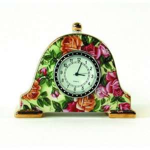  Royal Albert Old Country Roses Mini Mantle Clock Kitchen 