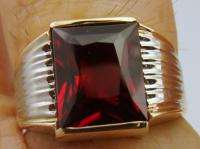 MENS RING ANTIQUE VINTAGE COLLECTIBLE DECO RUBY 10K YELLOW & WHITE 