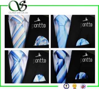 PONTTO ® Designer Krawatte Einstecktuch Seide Schlips NEW SILK TIE 