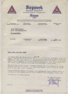 Rechnung Briefkopf SIEGWERK Emaille Siegen/Westf. 1938  