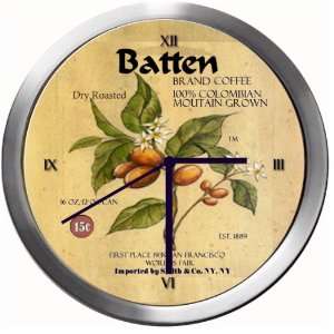  BATTEN 14 Inch Coffee Metal Clock Quartz Movement Kitchen 