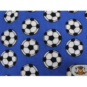   Printed SOCCER BALL BLUE Fabric By the Yard 