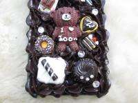 3D Cute Cream Candy Bear Cake Bling Case for iPhone 4 4S Black or 
