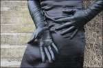 long kidskin leather black gloves with buttons size 8 ( 27 ) !