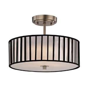  Modern Semi Flushmount Ceiling Fixture with Drum Shade 