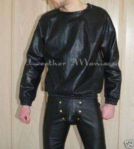 black leather pullover sweater sweat shirt jumper  