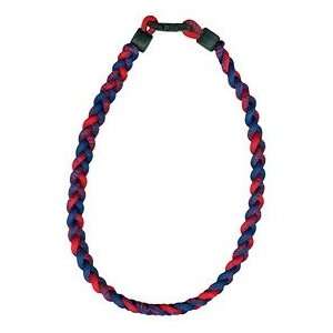   : Titanium Ionic Braided Necklace   Navy Blue/Red: Sports & Outdoors