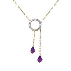   Amethyst and Diamond Accent Open Circle Lariat Necklace, 17 Jewelry