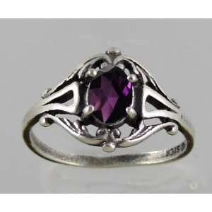   Victorian Sterling Silver Ring Featuring a Beautiful Faceted Amethyst