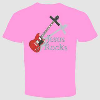jesus rocks t shirt christian guitar music band cool  