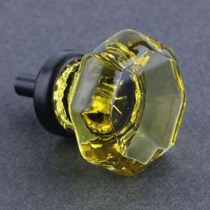  Amber Cut Glass Knob   Octagon w/ Oil Rubbed Bronze 36mm 