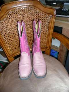 ALLY GARR USED GIRLS WESTERN BOOTS BY ACME   PINK SIZE 3.5  
