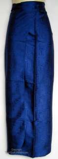Bold Blue Textured Womens Skirt Thai Silk Sari Sarong  