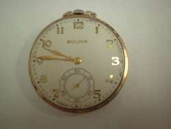Bulova Open Face Pocket Watch Size 17 15 Jewels Swiss Runs Clean 10K 