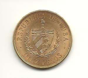 CUBA 1916 10 PESO GOLD COIN  