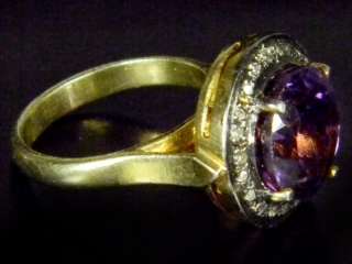 SPARKILING!!! Beautiful Genuine Rose Cut Diamond Amethyst Gold PT 