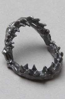 Obey The Shark Jaw Ring in Silver Oxide : Karmaloop   Global 