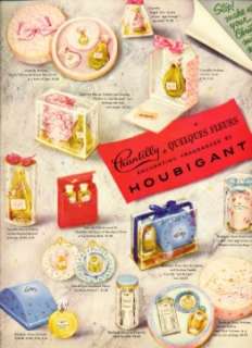 PERFUME HOUBIGANT CHANTILLY CHRISTMAS ART Vintage Ad 1951   LINHILL 