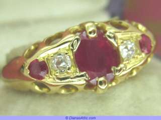 ANTIQUE 18ct GOLD ART DECO 1915 RUBY & DIAMOND RING  