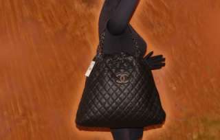 BRAND NEW WITH TAG FROM FALL 2011 CHANEL BLACK HOBO BAG IN CAVIAR 