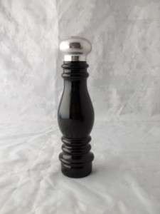 Empty Avon Black Glass Decanter Salt Pepper Shaker Metal Lid  