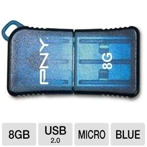 PNY Micro Sleek Attache USB Flash Drive   8GB, Blue 