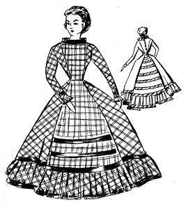 18 China Head Doll 1870 Princess Dress Pattern  