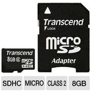 Transcend TS8GUSDHC2 microSDHC Card   Class 2, 8GB, Adapter Item 