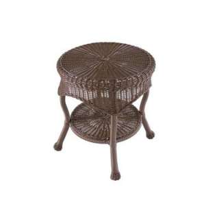   Brown All Weather Wicker Patio End Table 310106 at The Home Depot