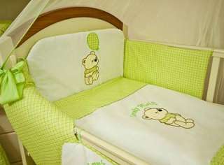 3er Baby Bettwäsche BEAR Kissen Decke Nestchen für Babybett freie 