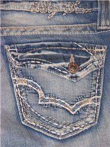 Womens Bke Buckle BIG STAR MADDIE capri crop thick silver stitch Jeans 