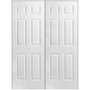   . Composite White 6 Panel Double Prehung Door 37839 