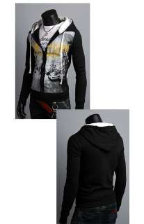 NEW Mens Casual Slim Fit New York Zip Up Hooded Hoodies Jacket Top L 