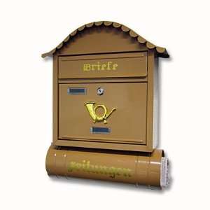 Briefkasten mit Zeitungsfach   braun Außenbriefkasten Briefbox 