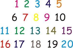 colorful 1 20 number wall sticker home decal room decor  
