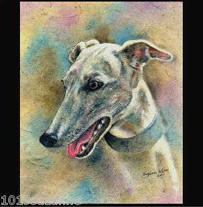 LARGE GREYHOUND DOG PAINTING PRINT BY SUZANNE LE GOOD  