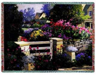 The Gate English Garden Landscape Tapestry Throw Afghan  