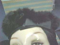 Black fur hat with satin trim & bow Sue Lee by Irving  