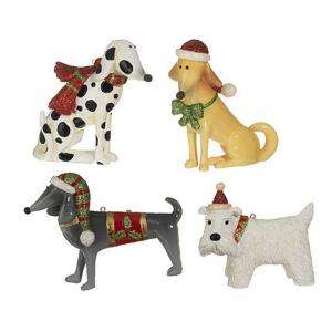 Set 4 Santa DOG Christmas Ornaments Dalmatian Terrier  