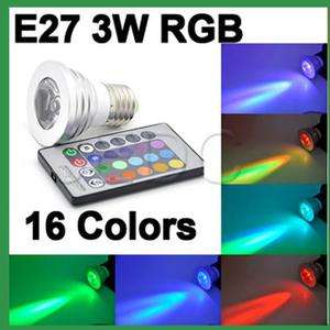 10 X E27 16 Color RGB IR Change LED Light lamp 3W Bulb with Remote 