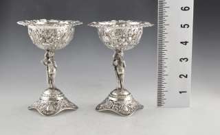 Pair (2) Vintage German Cups/Compotes Hanau Silver .800 Open Work 