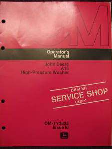 John Deere A16 Pressure Washer Operator Manual I6  