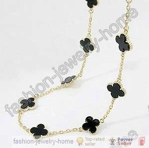   35 Gold Color Multi 4 Four Leaf Clover black Necklace HOT  